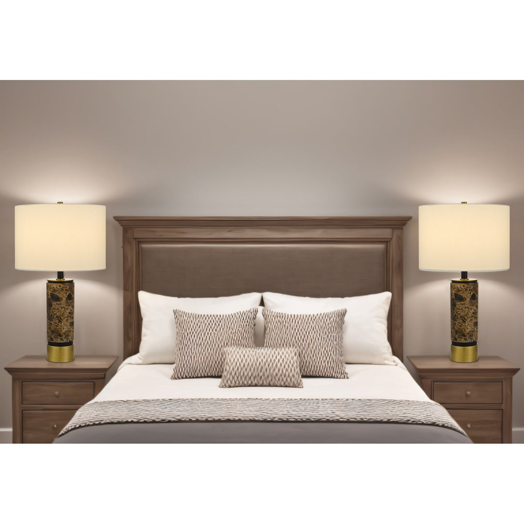 150W 3 Way  Marble Stone Table Lamp With Metal Base