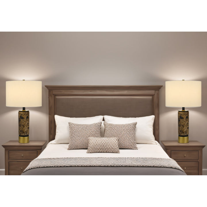 150W 3 Way  Marble Stone Table Lamp With Metal Base