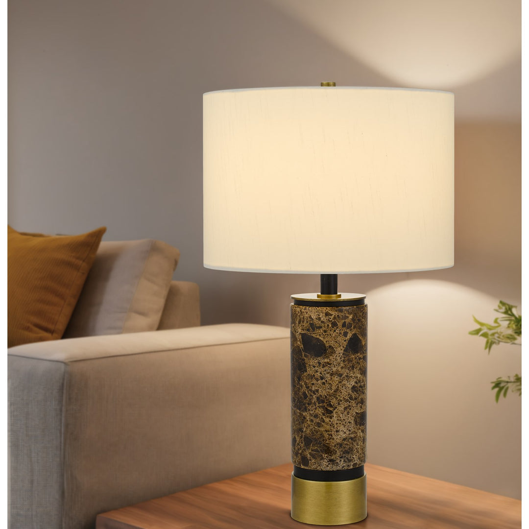 150W 3 Way  Marble Stone Table Lamp With Metal Base