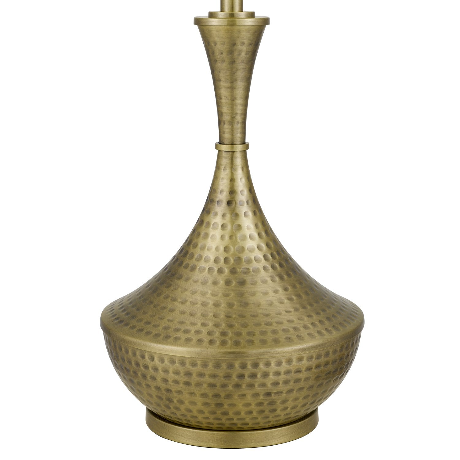 150W 3 Way  Hand Hammered Metal Table Lamp With Drum Hardback Fabric Shade