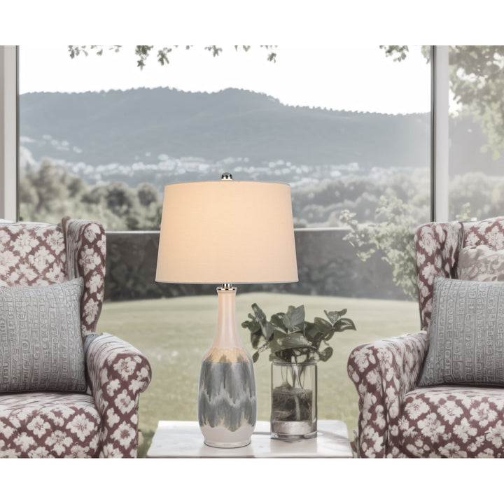 150W 3 Way  Ceramic Table Lamp With Hardback Fabric Shade