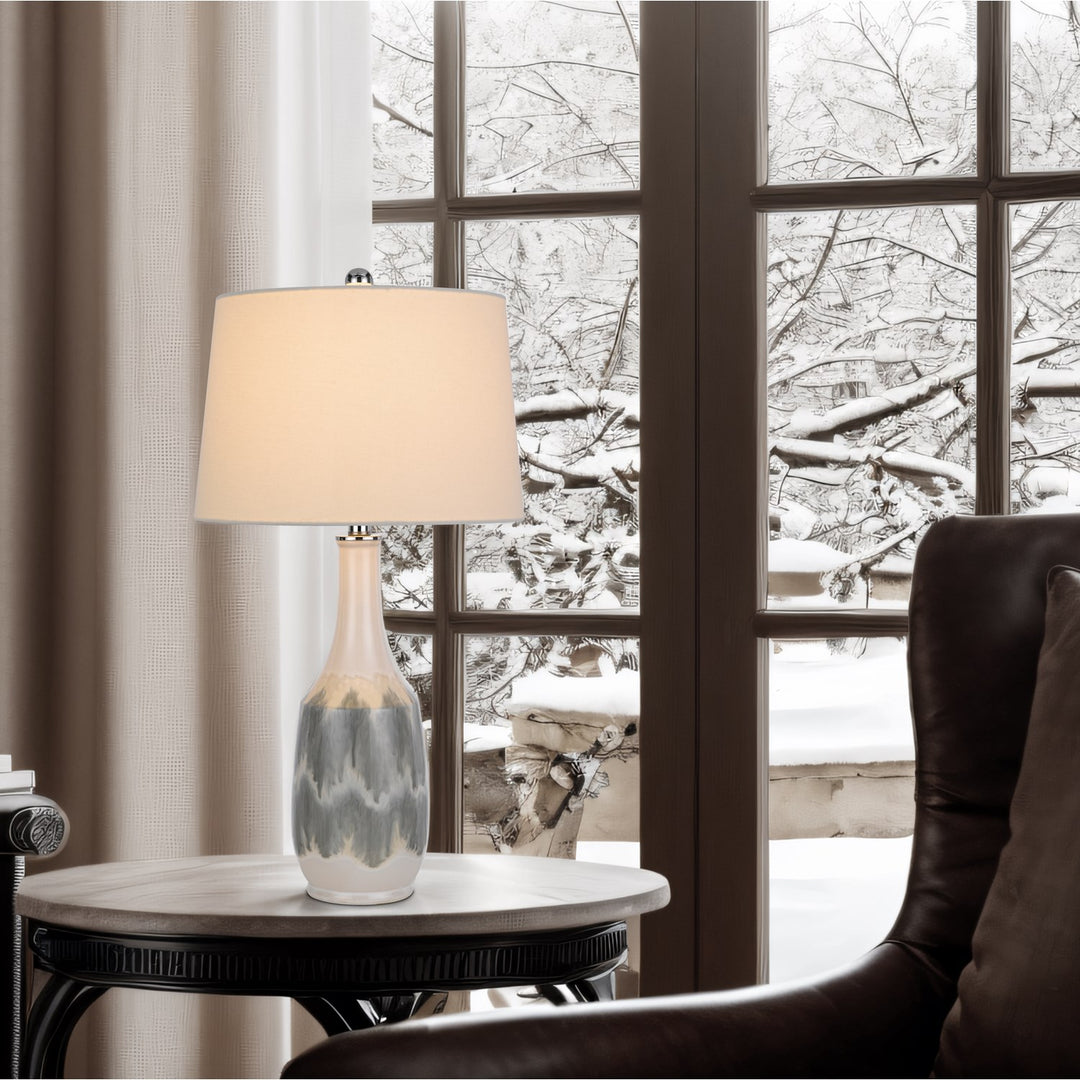 150W 3 Way  Ceramic Table Lamp With Hardback Fabric Shade