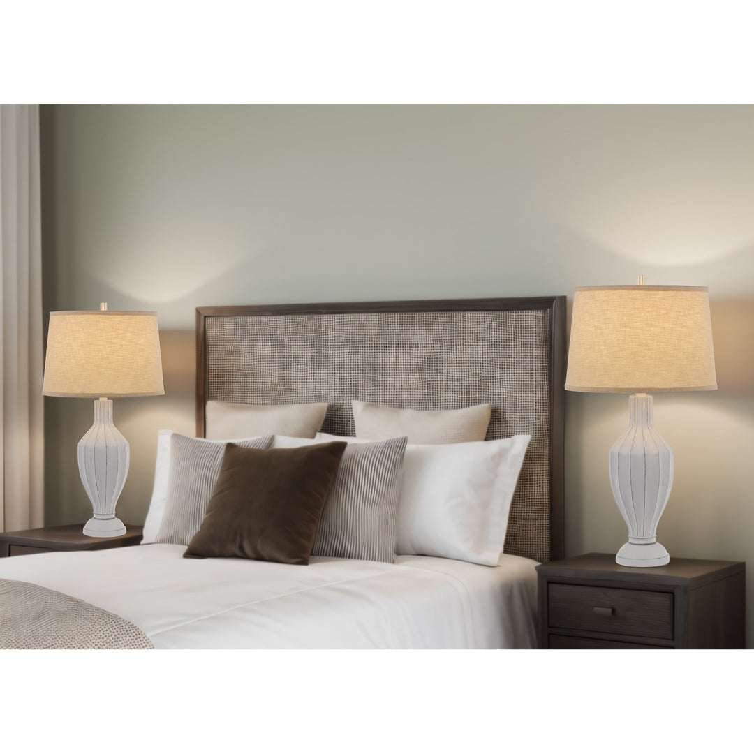 150W 3 Way  Resin Table Lamp With Hardback Fabric Shade
