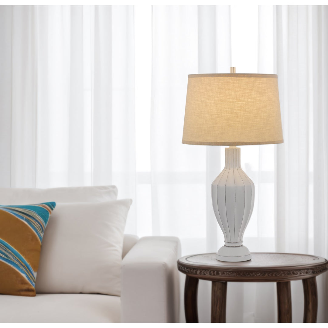 150W 3 Way  Resin Table Lamp With Hardback Fabric Shade
