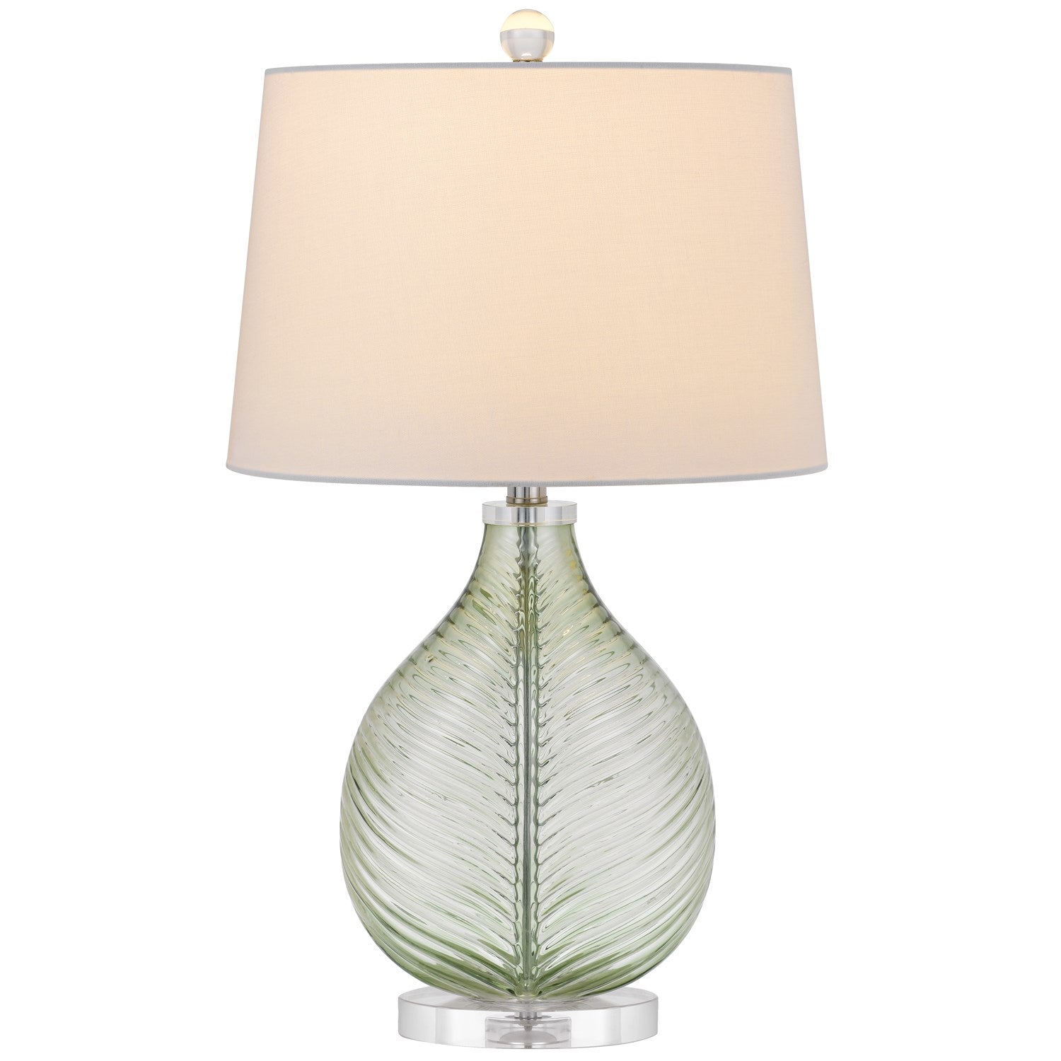 150W 3 Way  Glass Table Lamp With Hardback Fabric Shade