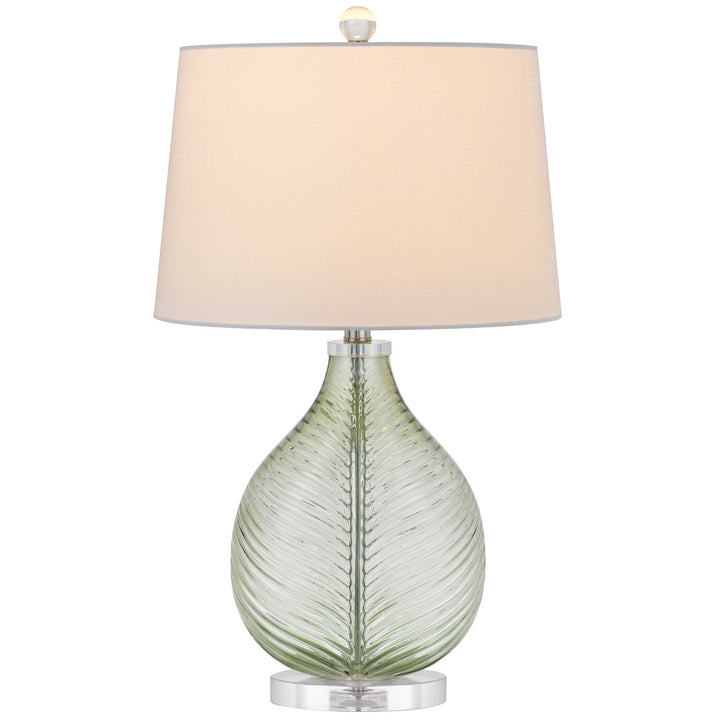 150W 3 Way  Glass Table Lamp With Hardback Fabric Shade