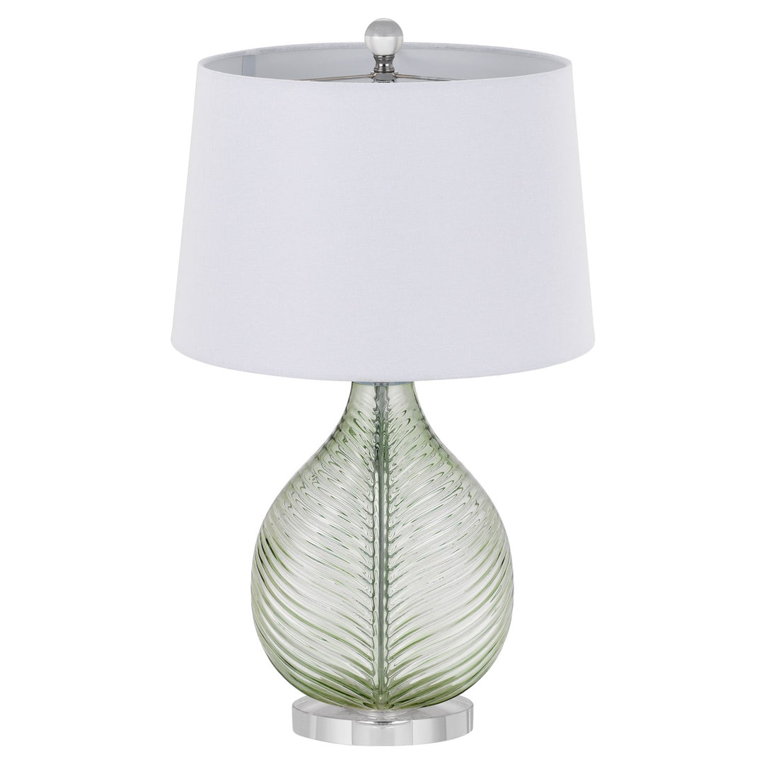 150W 3 Way  Glass Table Lamp With Hardback Fabric Shade
