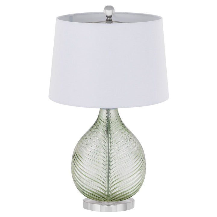 150W 3 Way  Glass Table Lamp With Hardback Fabric Shade