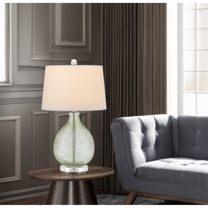 150W 3 Way  Glass Table Lamp With Hardback Fabric Shade