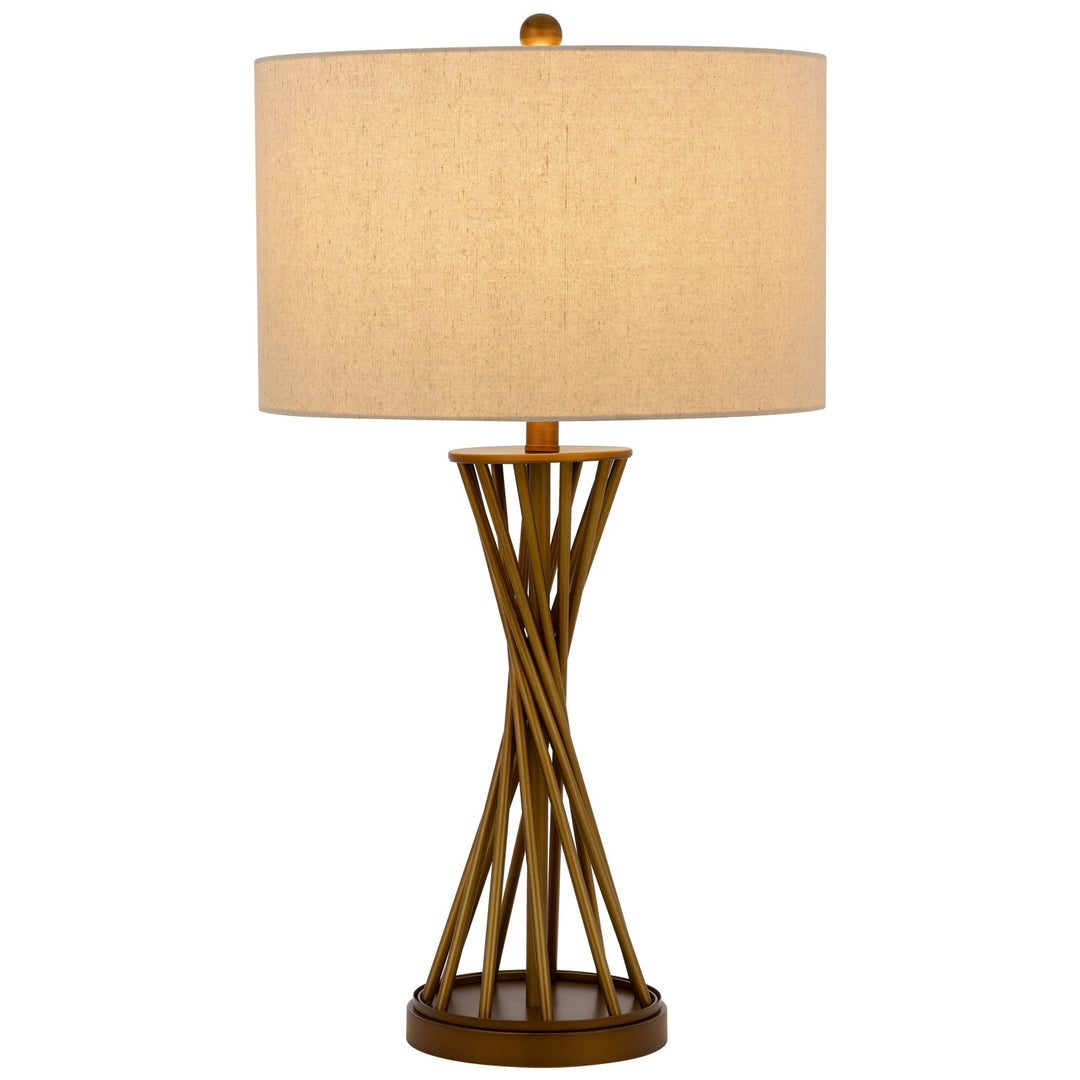 150W 3 Way  Metal Table Lamp With Hardback Drum Fabric Shade