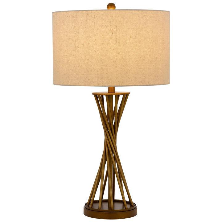150W 3 Way  Metal Table Lamp With Hardback Drum Fabric Shade