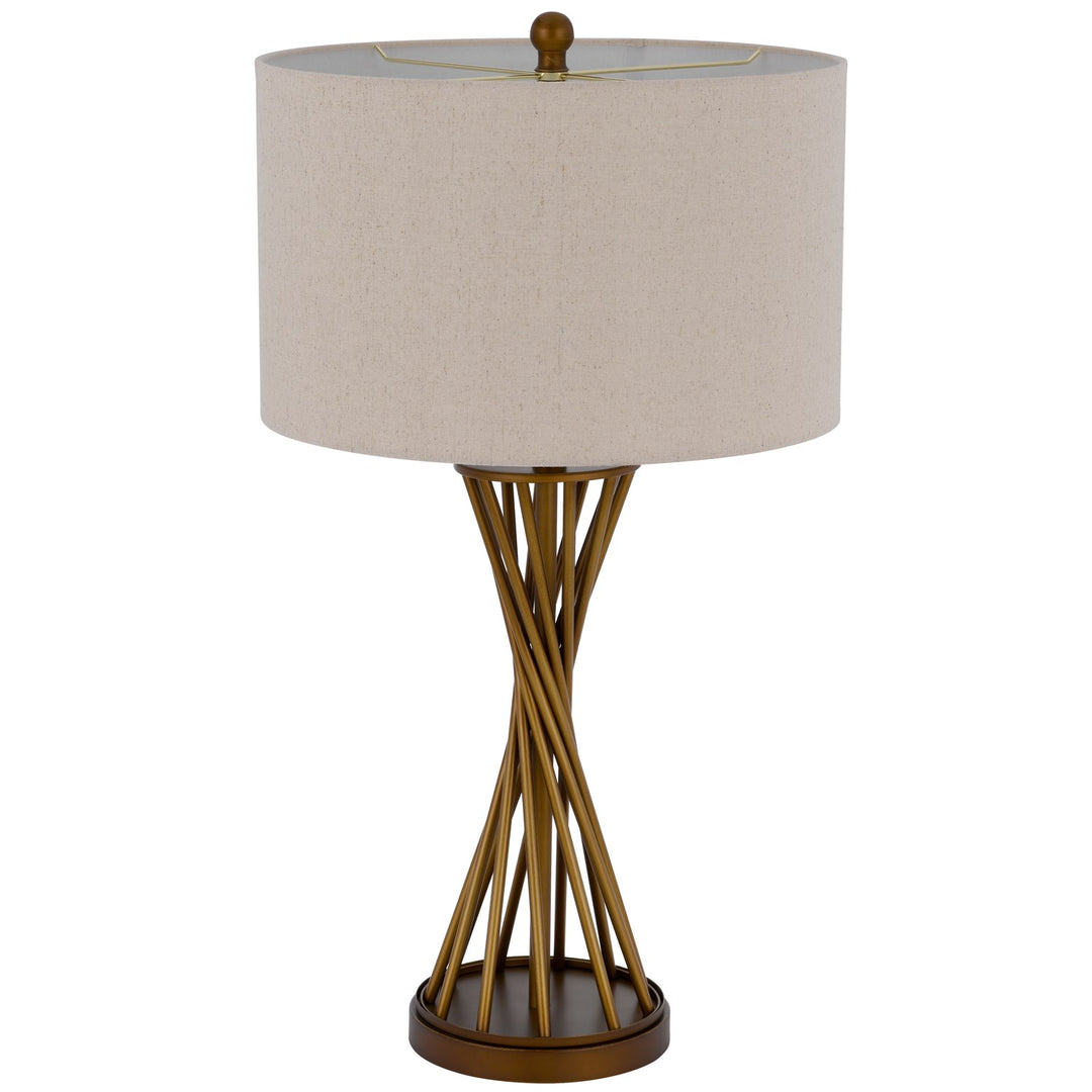 150W 3 Way  Metal Table Lamp With Hardback Drum Fabric Shade