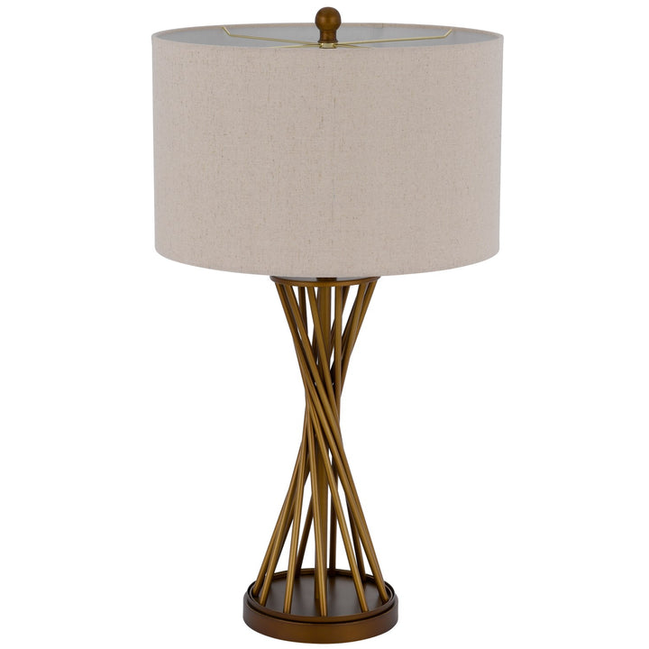 150W 3 Way  Metal Table Lamp With Hardback Drum Fabric Shade