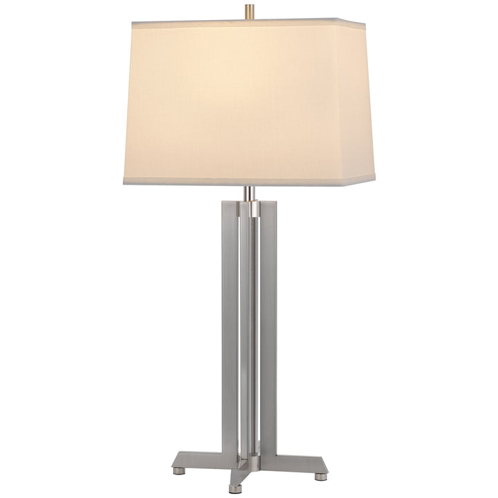 100W  Metal Table Lamp With Rectangular Hardback Fabric Shade