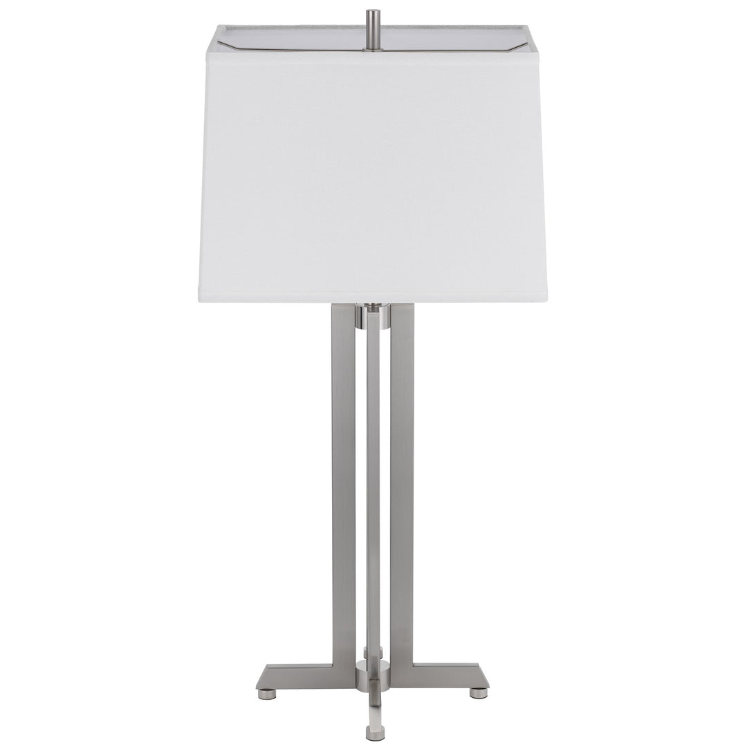 100W  Metal Table Lamp With Rectangular Hardback Fabric Shade