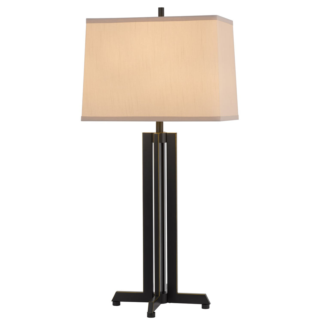 100W  Metal Table Lamp With Rectangular Hardback Fabric Shade