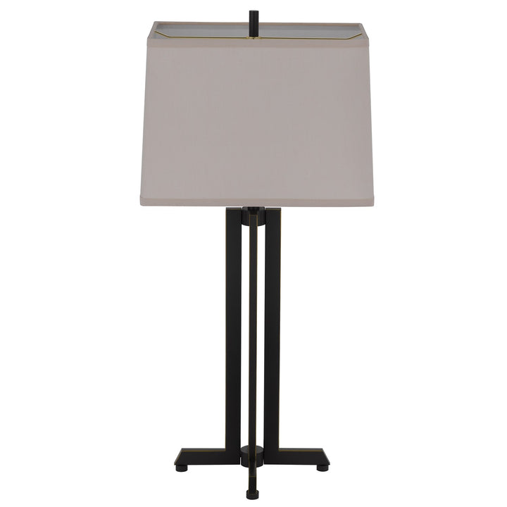 100W  Metal Table Lamp With Rectangular Hardback Fabric Shade
