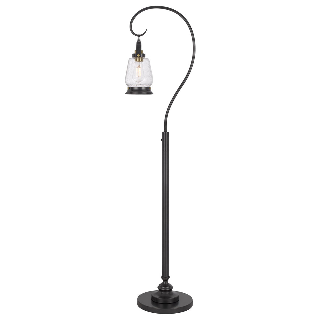 60W Terni Floor Lamp With Bubbled Glass And Rocker Switch On Pole