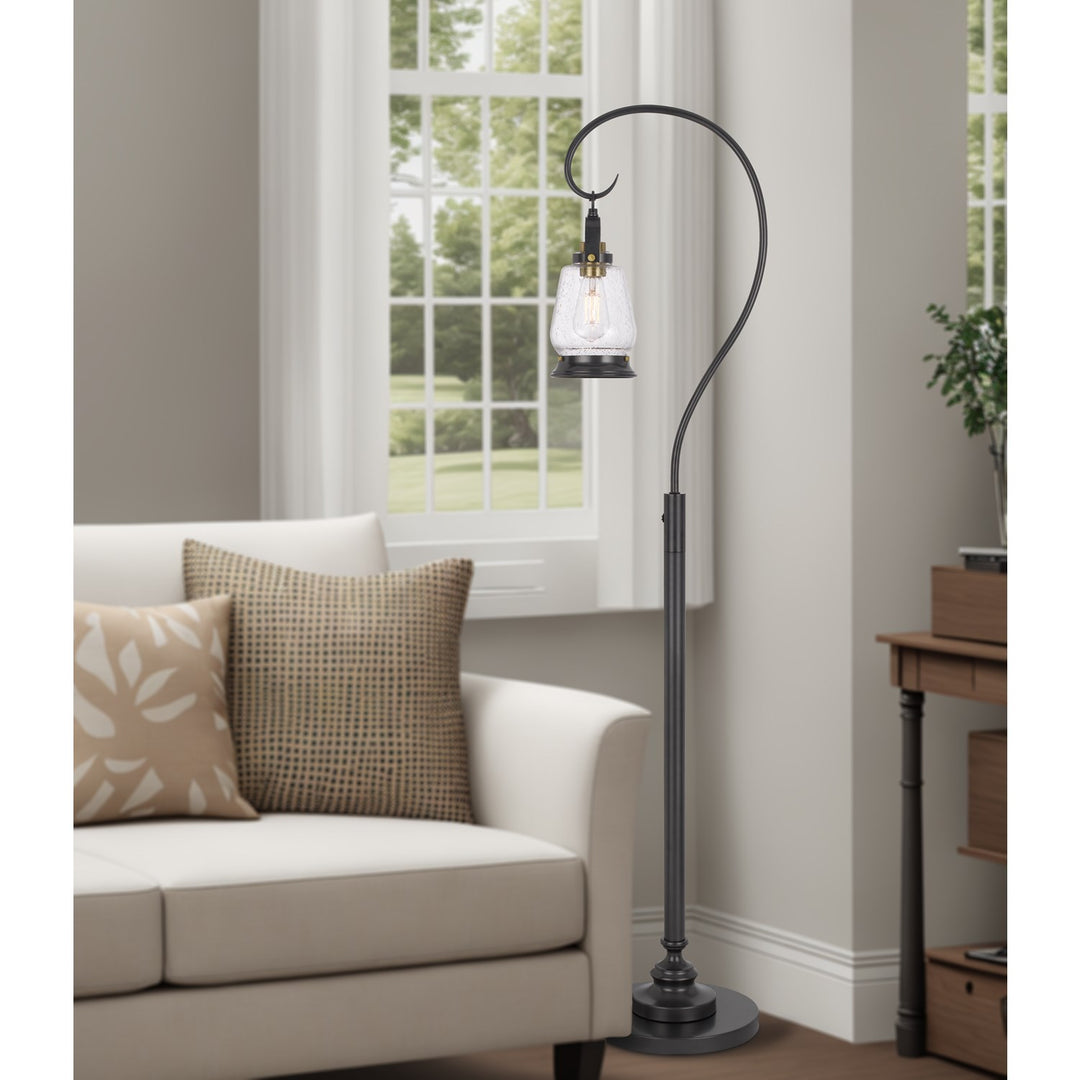60W Terni Floor Lamp With Bubbled Glass And Rocker Switch On Pole