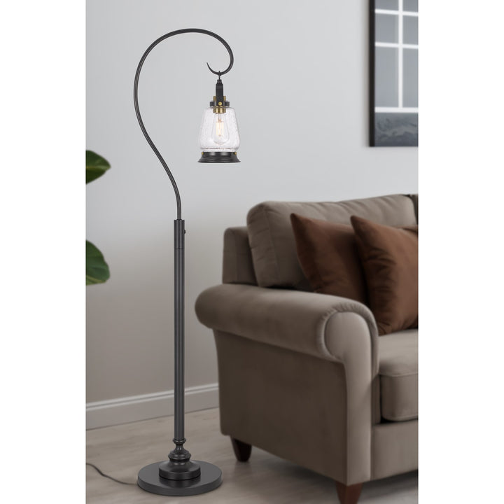 60W Terni Floor Lamp With Bubbled Glass And Rocker Switch On Pole