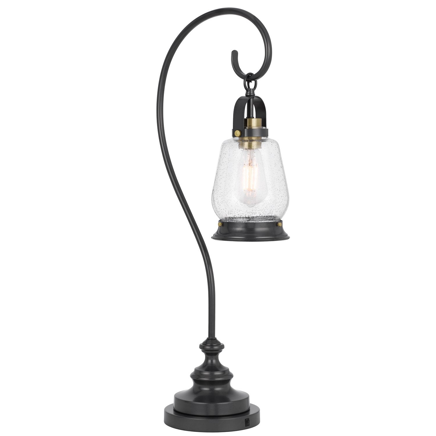 60W  Table Lamp With Bubbled Glass And Rocker Switch On Base