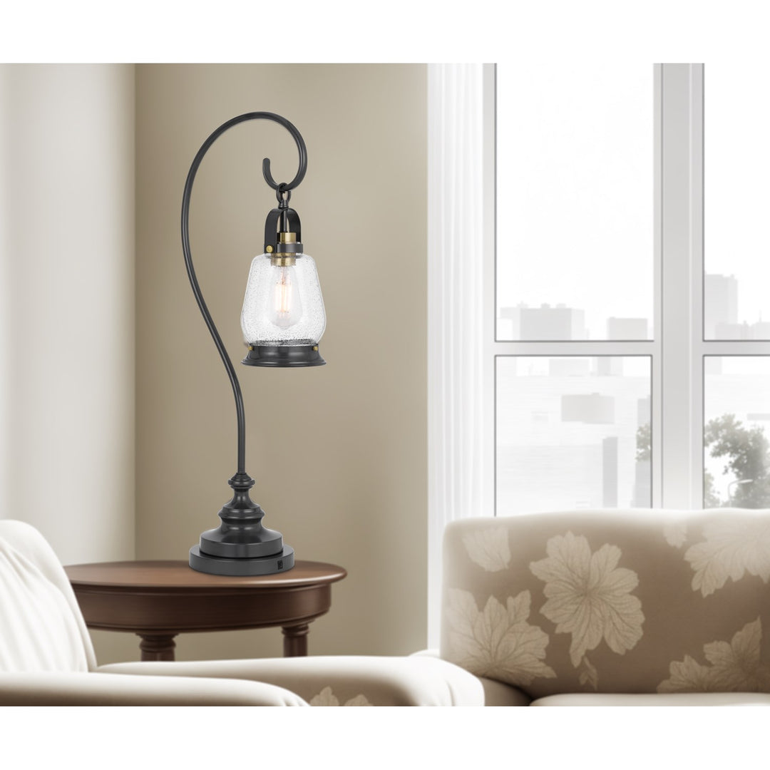 60W  Table Lamp With Bubbled Glass And Rocker Switch On Base