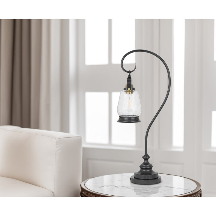60W  Table Lamp With Bubbled Glass And Rocker Switch On Base