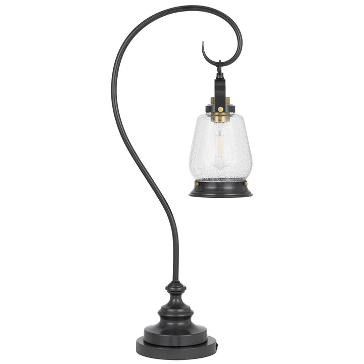 60W  Table Lamp With Bubbled Glass And Rocker Switch On Base