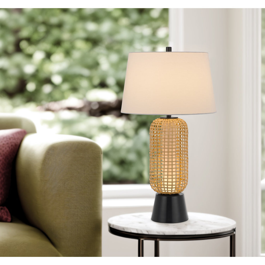 100W  Table Lamp With 2W Led Night Light And Hardback Fabric Shade