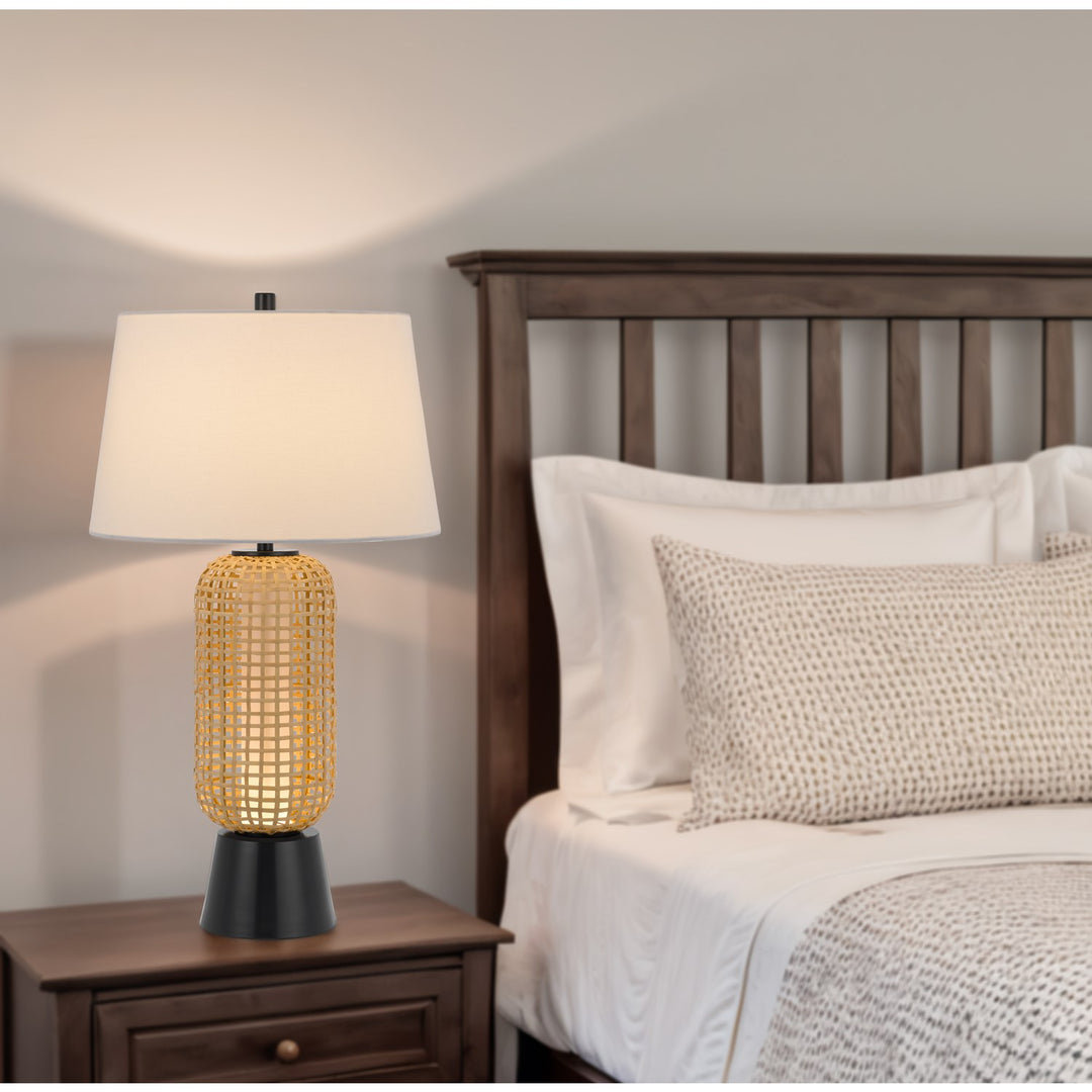 100W  Table Lamp With 2W Led Night Light And Hardback Fabric Shade