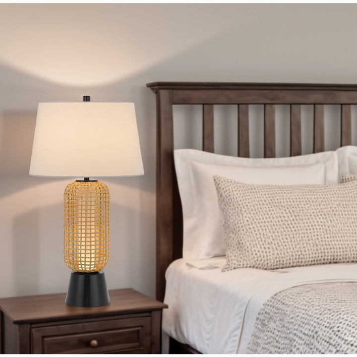100W  Table Lamp With 2W Led Night Light And Hardback Fabric Shade