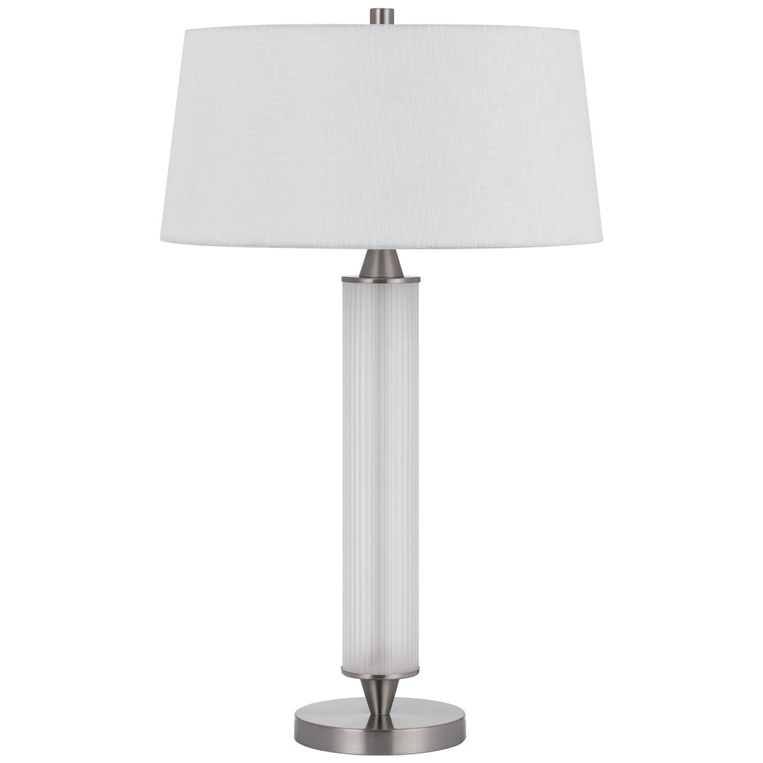 100W  Glass Table Lamp With 2W Led Night Light And Hardback Fabric Shade by CAL Lighting
