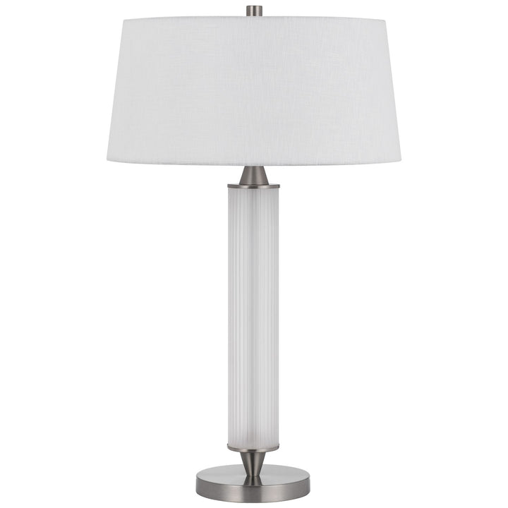 100W  Glass Table Lamp With 2W Led Night Light And Hardback Fabric Shade by CAL Lighting