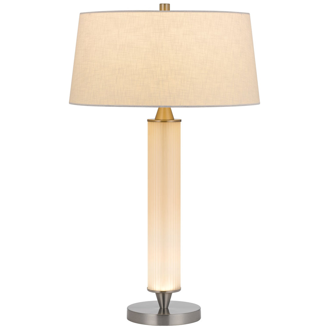 100W  Glass Table Lamp With 2W Led Night Light And Hardback Fabric Shade