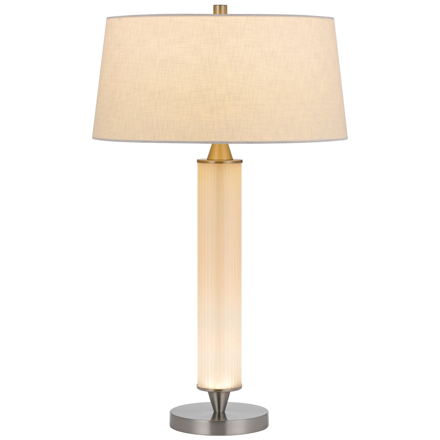 100W  Glass Table Lamp With 2W Led Night Light And Hardback Fabric Shade