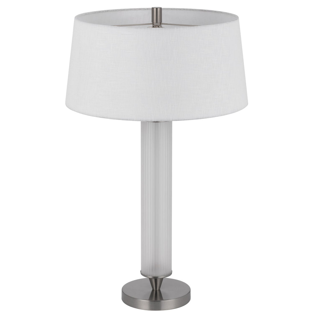 100W  Glass Table Lamp With 2W Led Night Light And Hardback Fabric Shade
