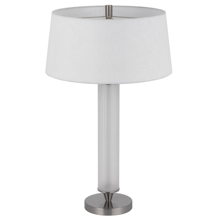 100W  Glass Table Lamp With 2W Led Night Light And Hardback Fabric Shade