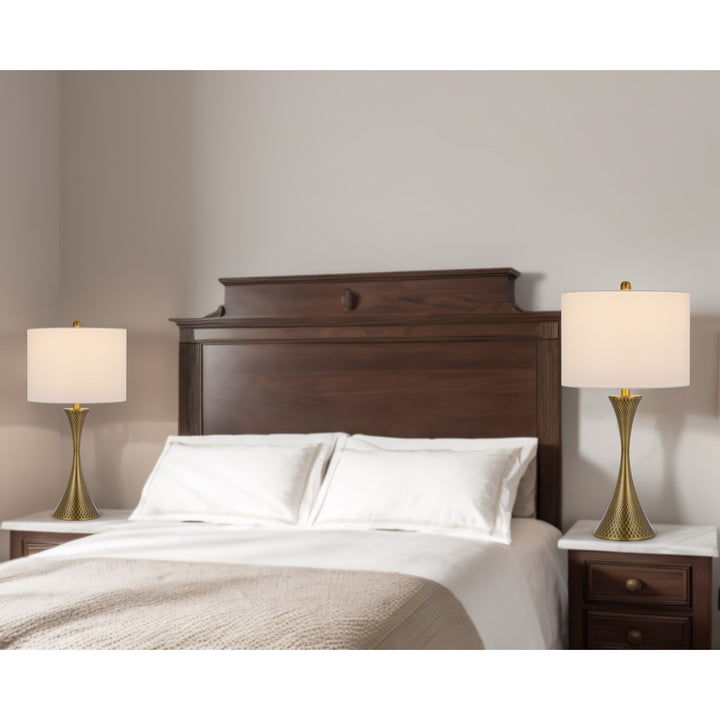 150W 3 Way  Metal Table Lamp With Hardback Fabric Shade