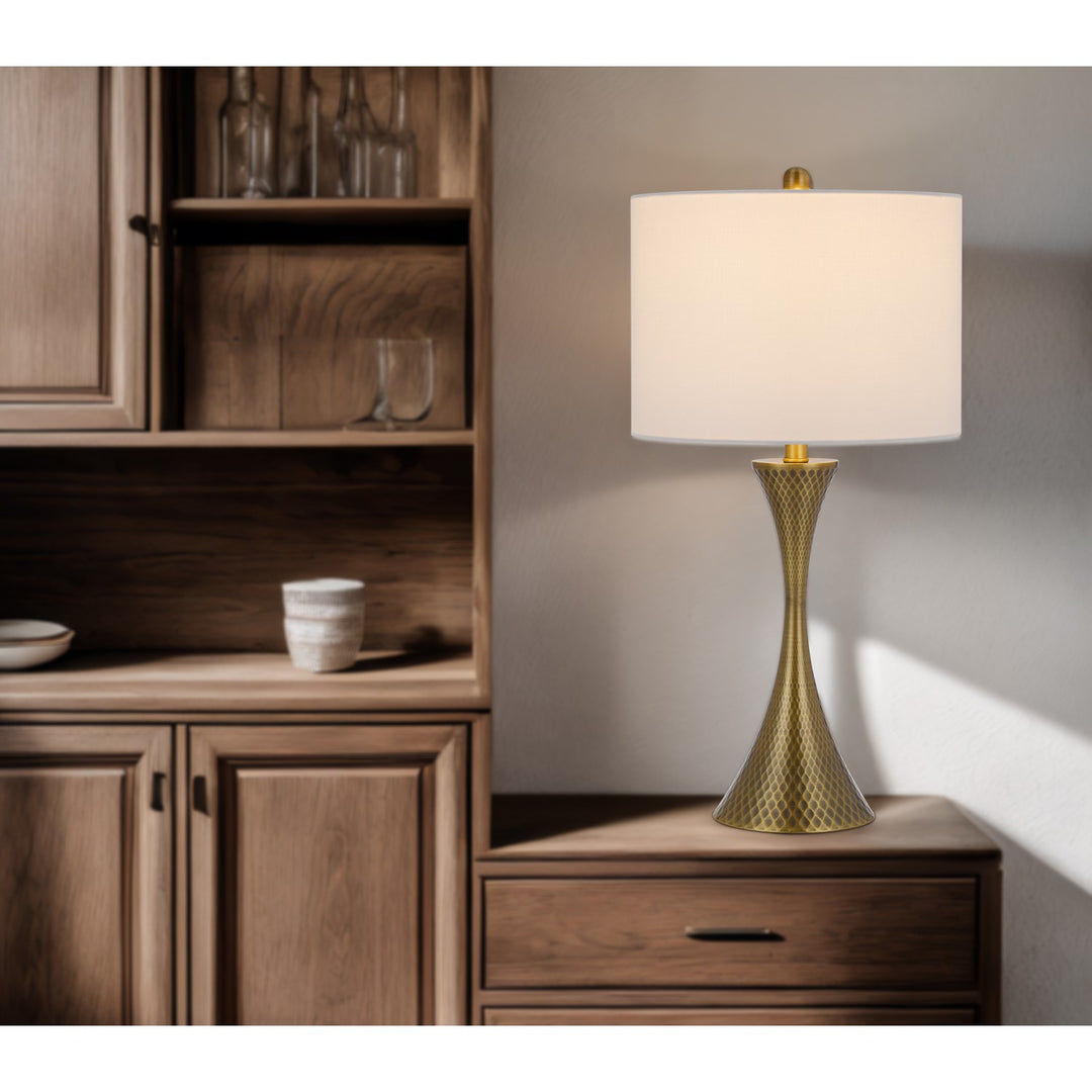150W 3 Way  Metal Table Lamp With Hardback Fabric Shade