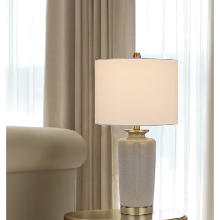 150W 3 Way  Ceramic Table Lamp With Hardback Fabric Shade