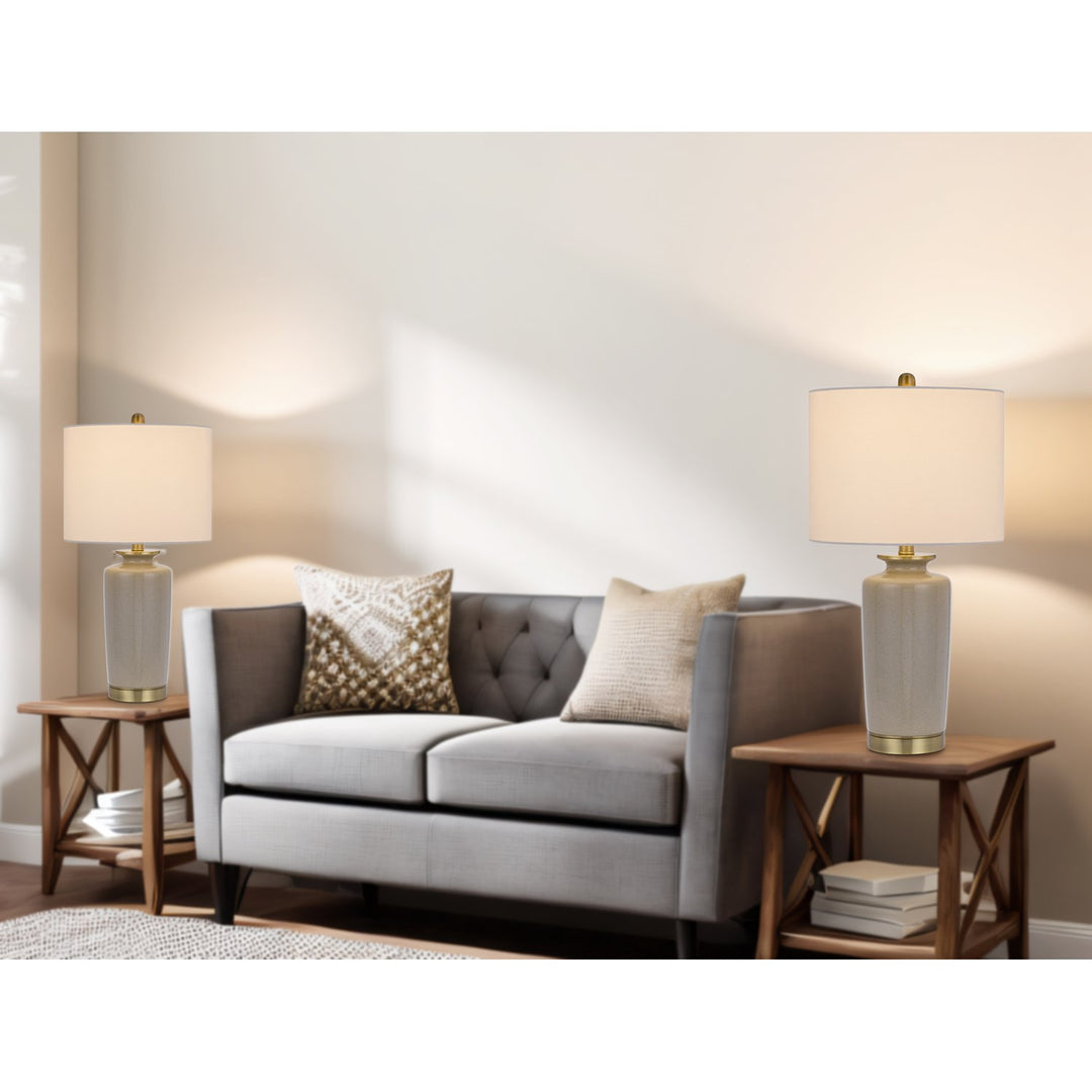 150W 3 Way  Ceramic Table Lamp With Hardback Fabric Shade