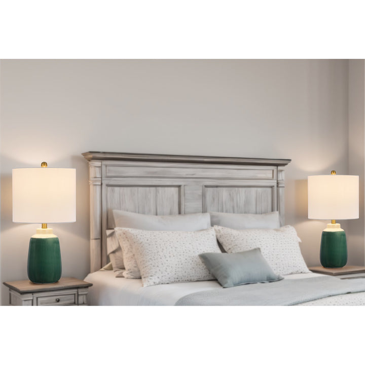 100W Crotone Ceramic Table Lamp With Hardback Fabric Shade