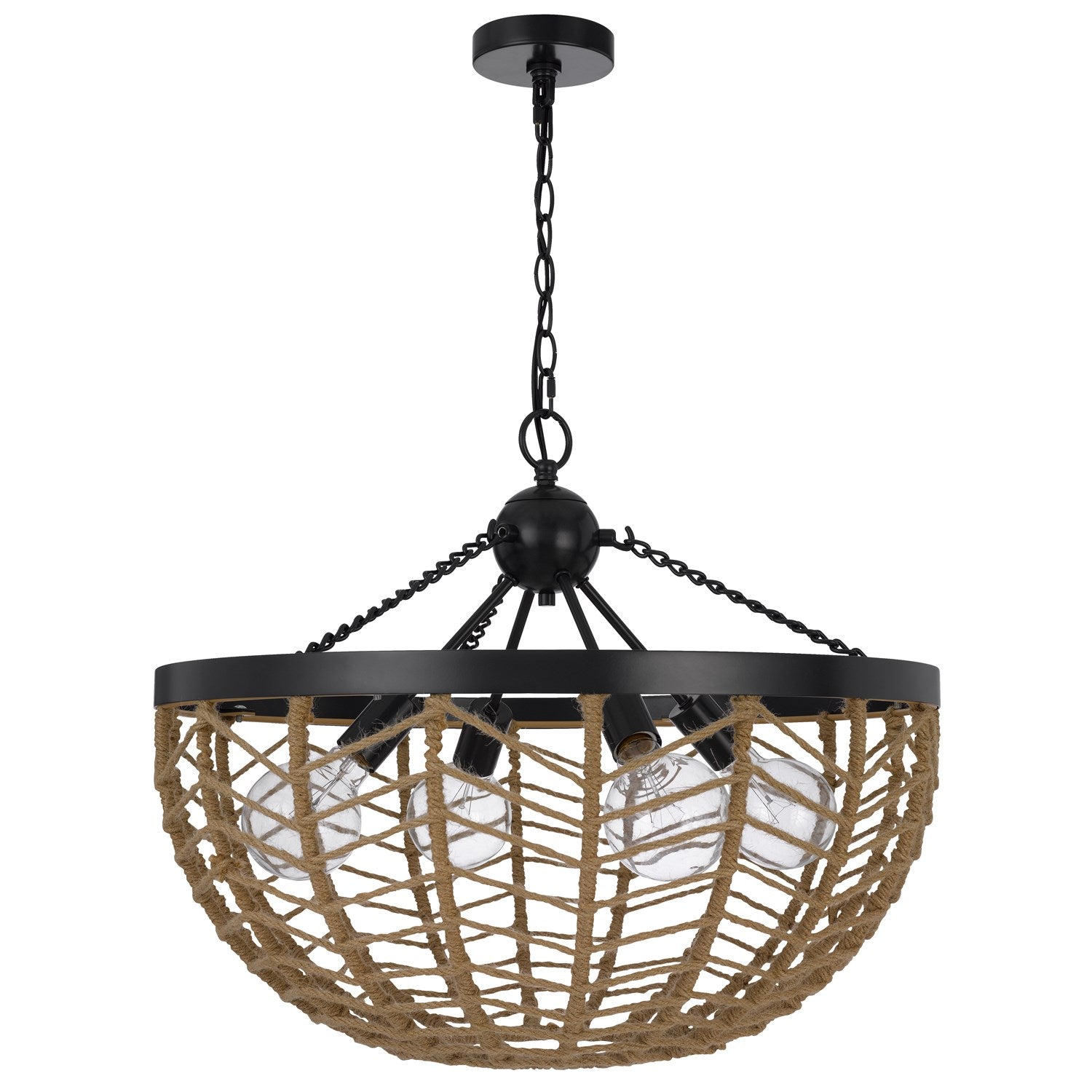4 Light 20.375" Height Black Metal Pendant by CAL Lighting