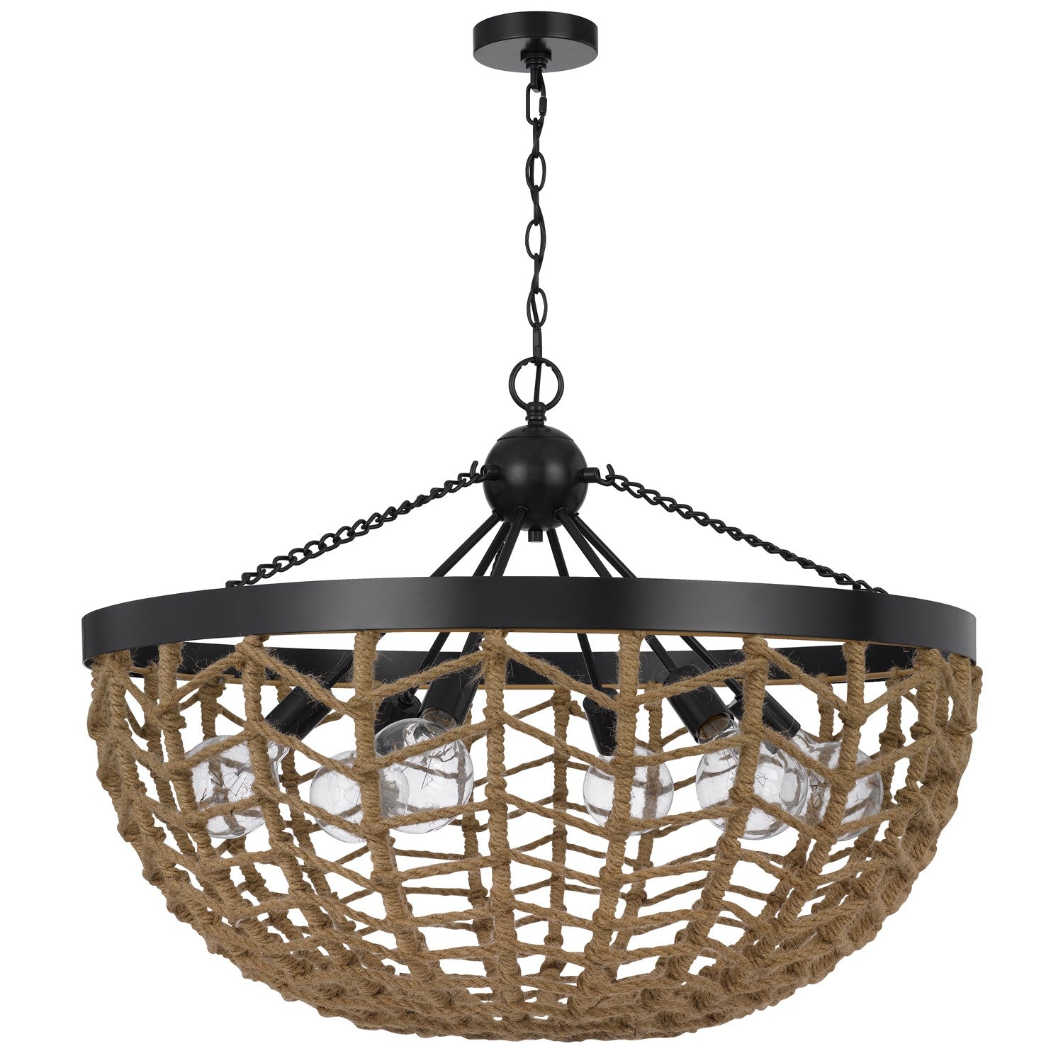 6 Light 24" Height Black Metal Pendant by CAL Lighting