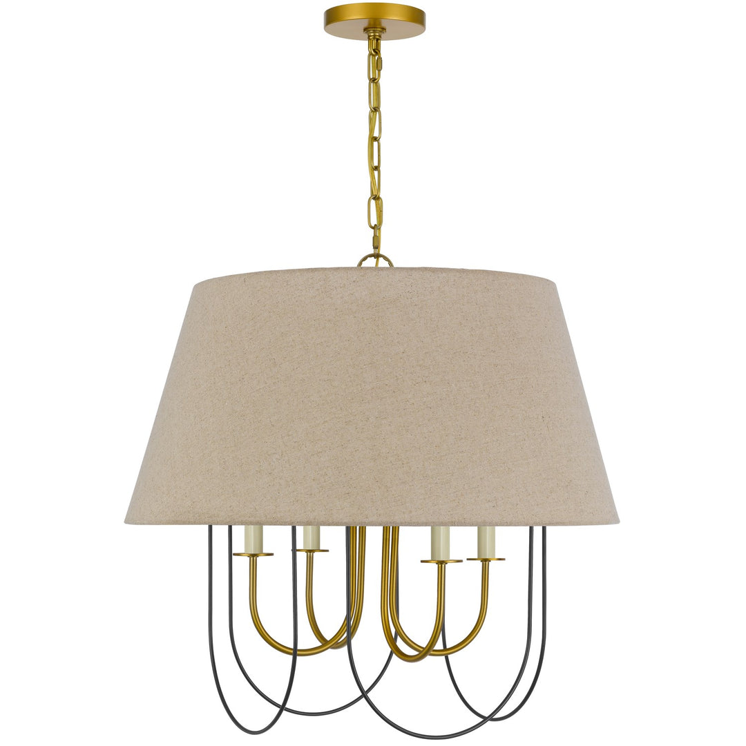 60W X 4  Metal Chandelier With Burlap Shade by CAL Lighting