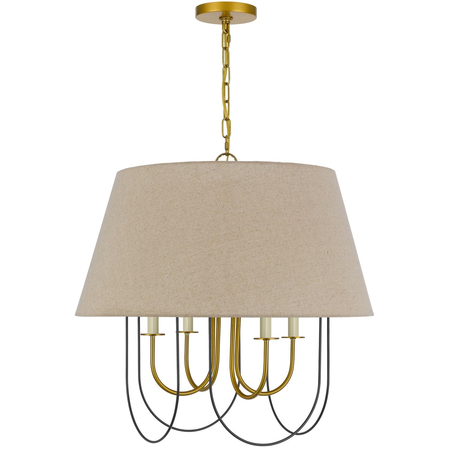 60W X 4  Metal Chandelier With Burlap Shade by CAL Lighting