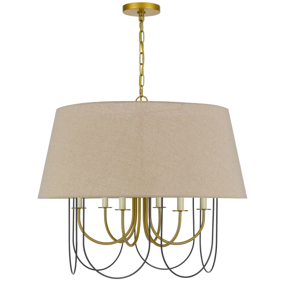 60W X 6  Metal Chandelier With Burlap Shade by CAL Lighting