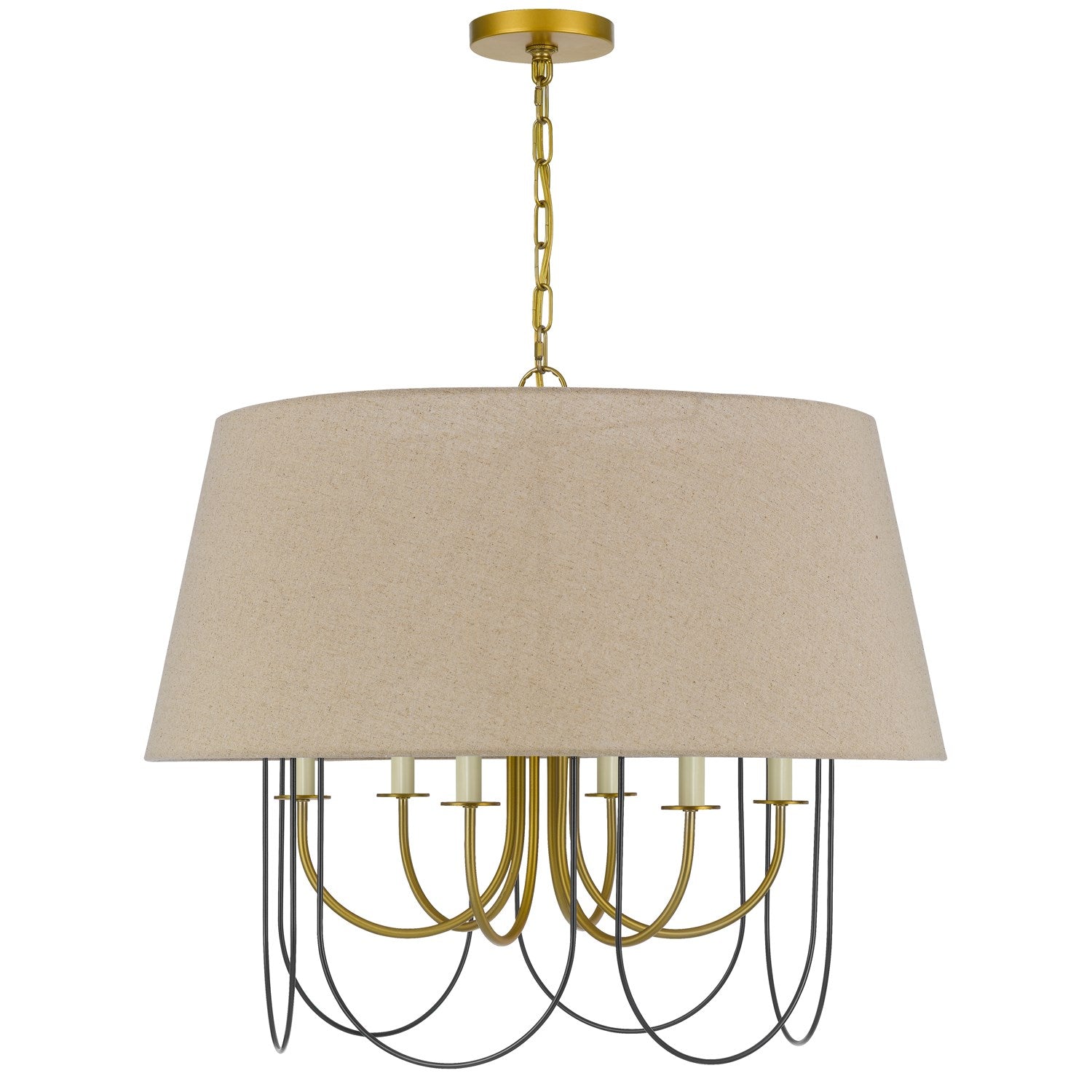 60W X 6  Metal Chandelier With Burlap Shade by CAL Lighting