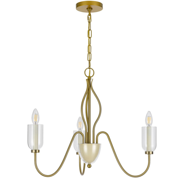 60W X 3  Metal Chandelier With Glass Shade by CAL Lighting