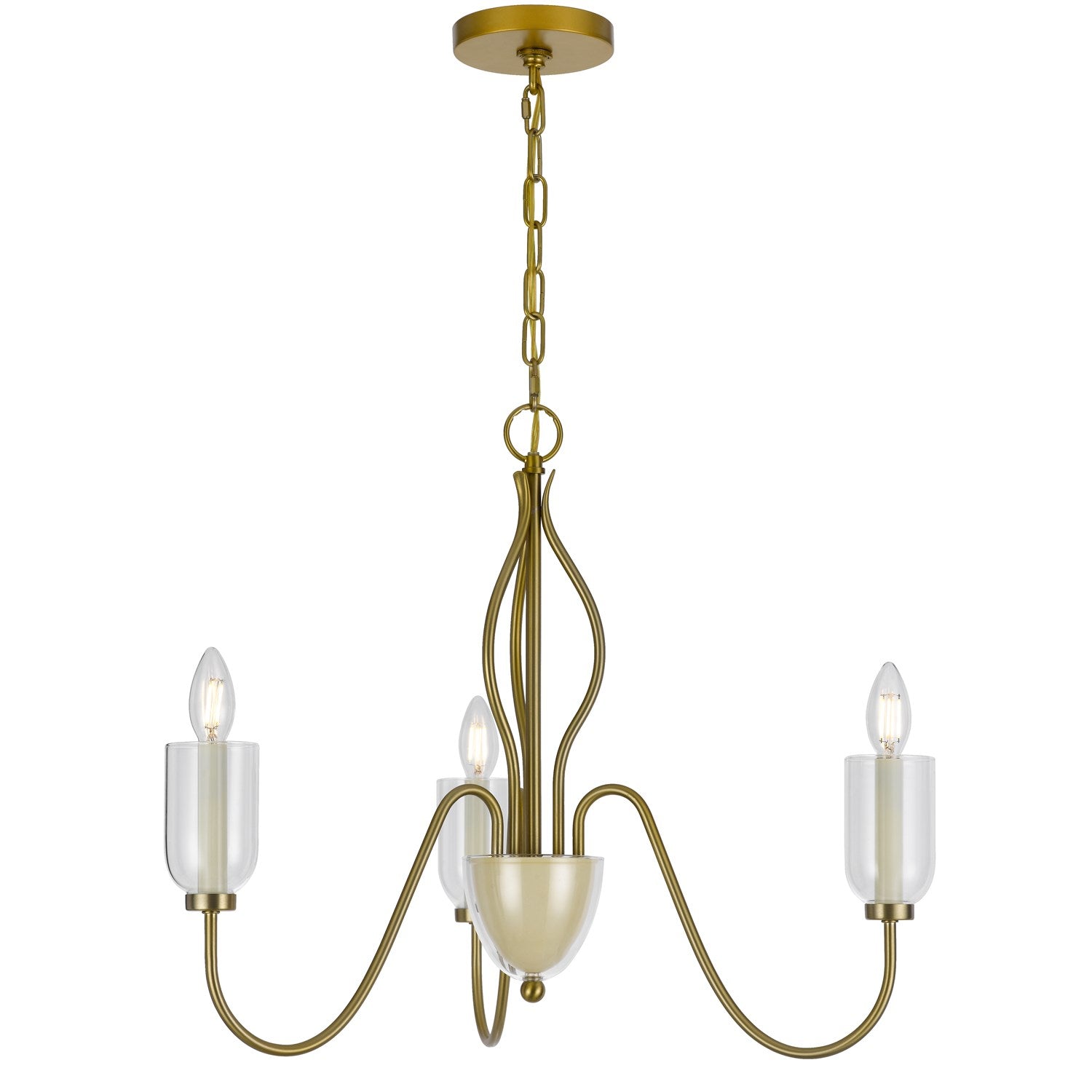 60W X 3  Metal Chandelier With Glass Shade